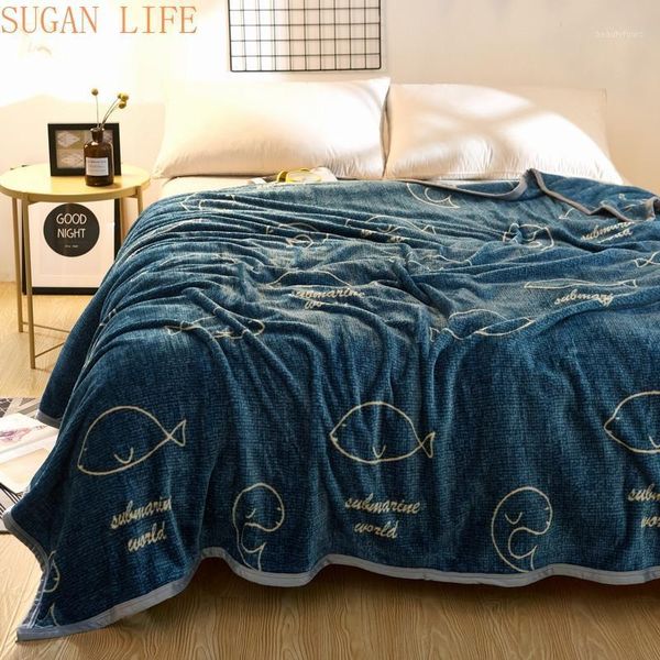 

sugan life cartoon throws blanket fleece fabric sheet bedspread multi-size1