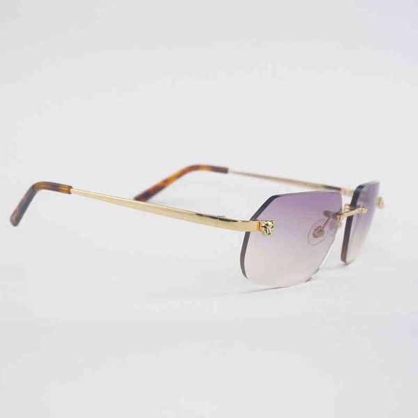 

2022 factory wholesale new vintage leopard style sunglasses men rimless metal frame gafas women for outdoor accessories oculos square shades, White;black