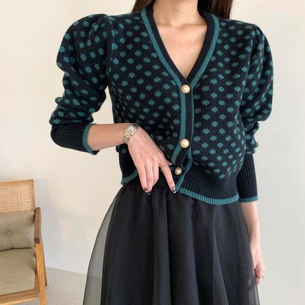 

elegant printing knit cardigans sweater women v neck loose long sleeve thicked autumn femme chic button casual coat 20201, White