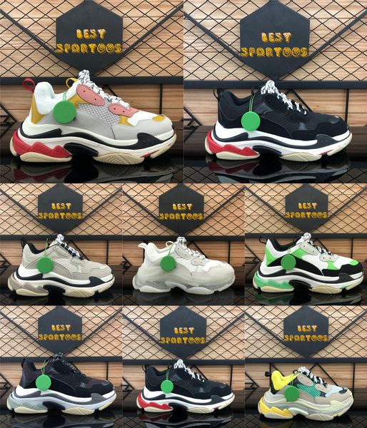 

fashion paris 17fw triple s clear sole mens women casual shoes triple s designer sneakers black white green rainbow sports old dad shoe