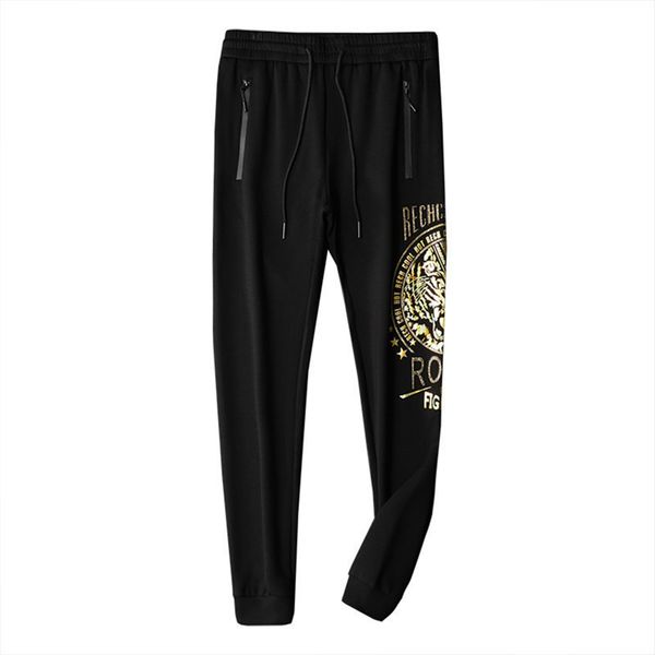 

2020 new designers men's sports casual pants small feet slim-fitting embroidery trousers trendy men's long pants casual pants, Black