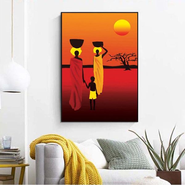 

paintings african culture art posters and prints on canvas painting sunset landscape wall picture for living room aisle home decor