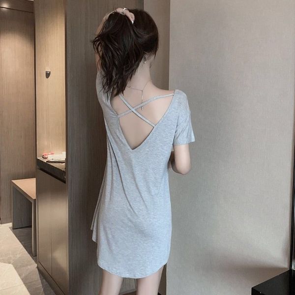 

Women Sexy Sleepwear Intimate Lingerie Casual Sleep Dress Nightdress Soft Home Clothes Nightwear Lady Nightgown Nightwear, Gray