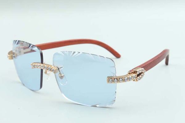

2021 style cutting lens xl diamonds sunglasses 3524020, original wooden temples glasses, size: 58-18-135 mm, White;black