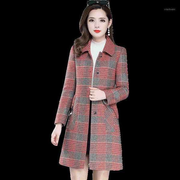 

new fashion cashmere wool coat autumn winter thicken hooundstooty coats woolen coats vintage ladies outerwear 3xl1, Black