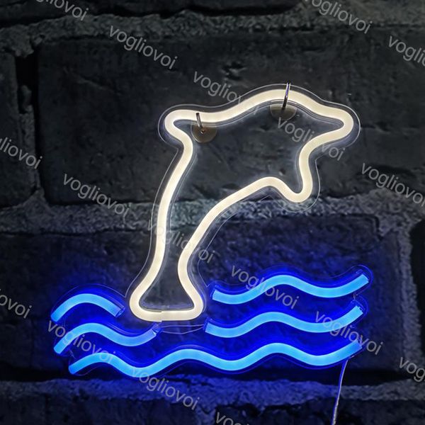 

led neon sign smd2835 indoor night light design dolphin model with transparent backplane holiday xmas party wedding table lamps dhl