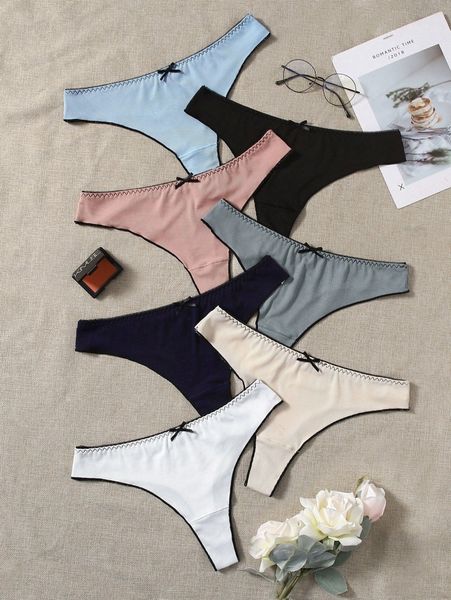 

7pack plus rib panty set y9xv#, Black;white