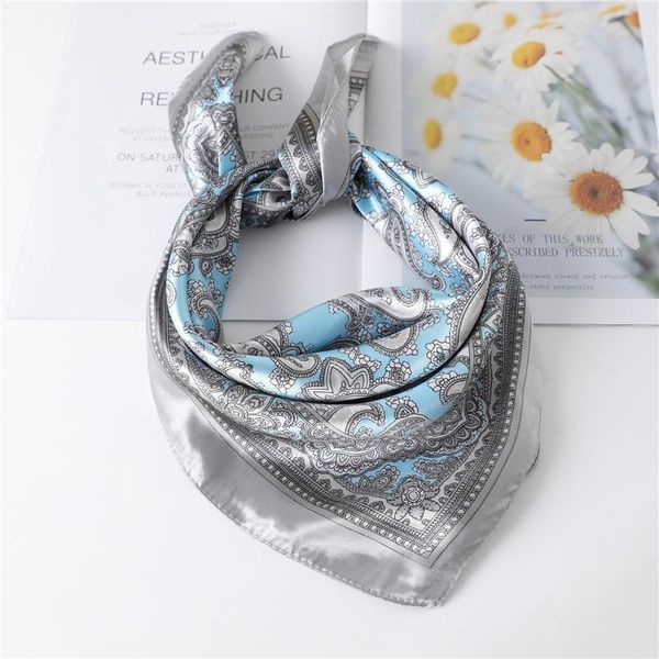 

square silk scarf for women neck hair band bag scarves foulard female neckerchief small headband shawls and wraps bandana wmtlir bdesybag, Blue;gray