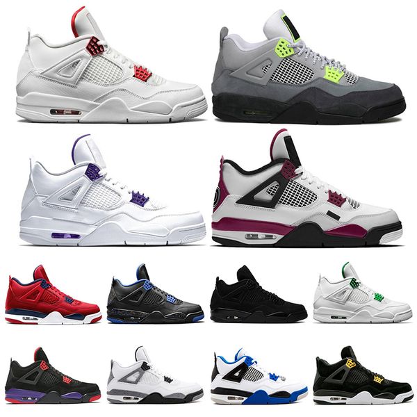 

2020 4 4s mens basketball shoes court purple sail pine green university red what the sneakers sports shoes size 7-13