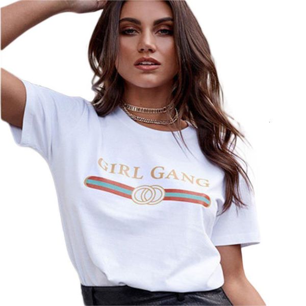 

girl gang white t shirt women 2020 harajuku fashion short sleeve tshirt streetwear clothes women casual tee shirt femme