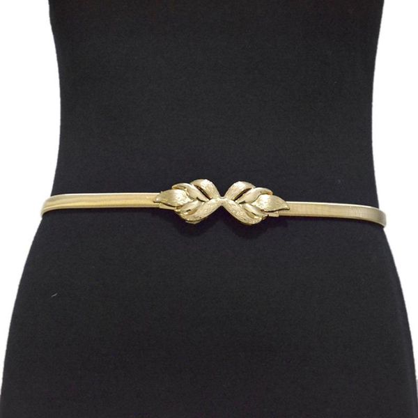 

aetrends] women elastic skinny waist belt metal stretchy chain dress belts for women girls d-0125, Black;brown
