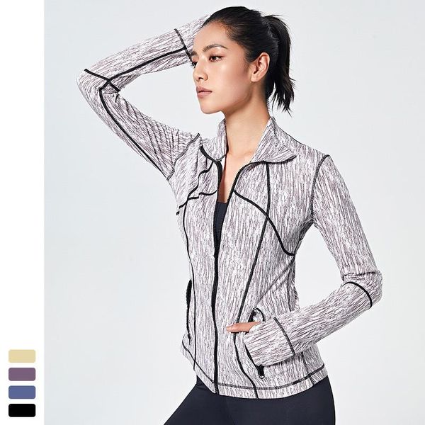 

outdoor t-shirts 2021 women sport jacket yoga coat zipper gym workout clothes fitness running jackets sportwear long sleeved, Gray;blue