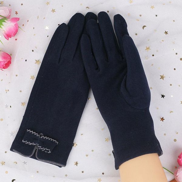 

gloves female spring, autumn and winter cute students riding a bike, windproof, thin elastic, warm and cold touch riding j25, Blue;gray