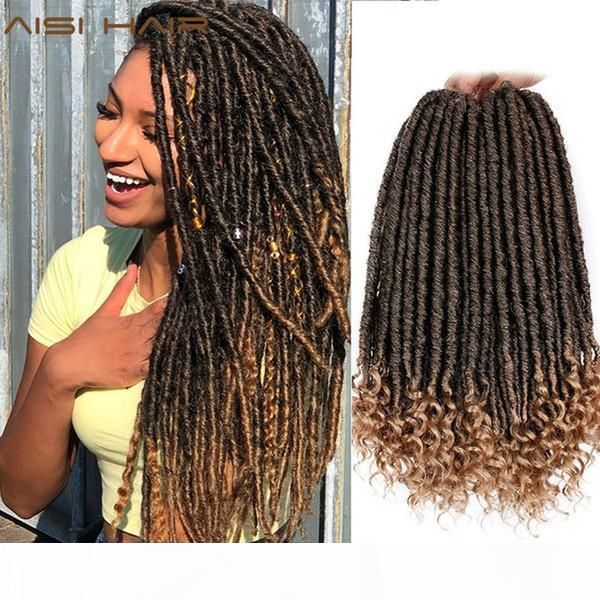 

dread loc faux loc aisi goddess faux locs dreads crochet braids synthetic hair extension 16 inches soft natural 24 stands pack, Black;brown
