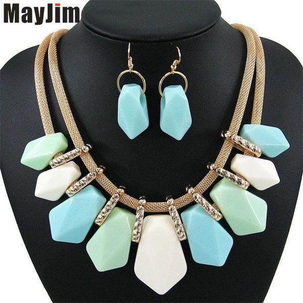 

mayjim 2020 statement fashion jewelry sets double chain geometry pendant vintage chokers dubai wedding jewelry sets bijoux, Silver