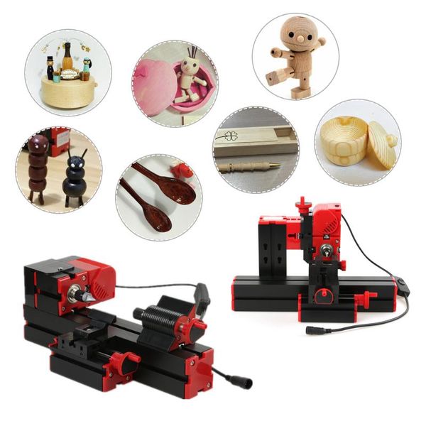 

мини-токарный станок diy 6 в 1 многофункциональный metal wood lathe cnc инструмент grinder головоломки пластиковые drilling sanding 100-240