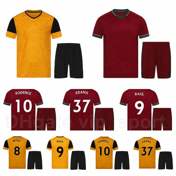 

soccer wolves 9 raul jimenez jersey set 10 daniel podence 7 pedro neto 32 leander dendoncker romain saiss football shirt kits yellow red, Black