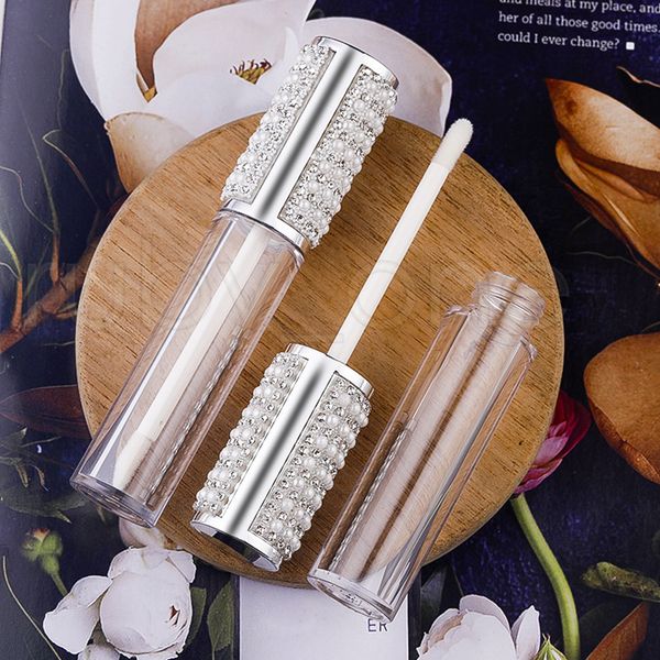

5ml diamond empty round lip gloss tube high grade clear plastic lip gloss containers filling bottle cosmetic packaging container rra3900