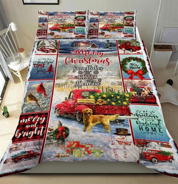 

merry christmas birhtday gift 3pcs quilt pillowcase bedding set quilted duvet cover bed cover set home textiles