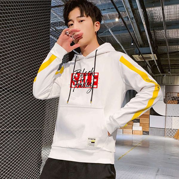 

2019 new hooded sweater fashion print sports wear men's casual handsome hoodie, Gray
