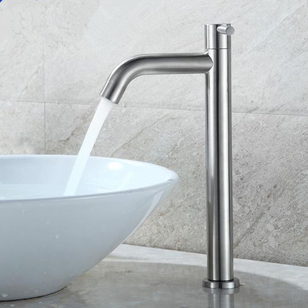 

stainless steel single cold basin faucet single hole above counter basin heightened washbasin wash faucet1