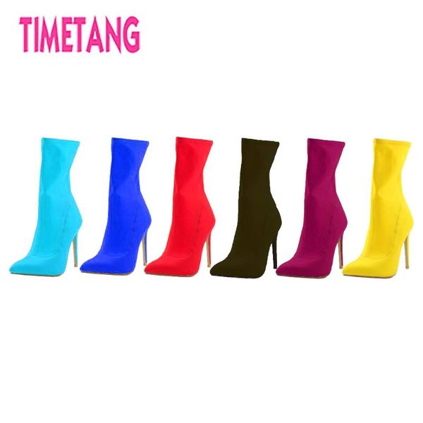 

boots timetang latest fashion classic pointed toe concise ankle women elegant lady shoes street style/all match, Black