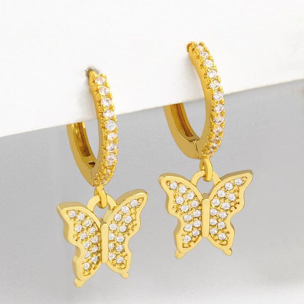 

dangle & chandelier flola cute butterfly earrings for women gold crystal statement drop cz zirconia fashion jewelry gifts ersu64, Silver