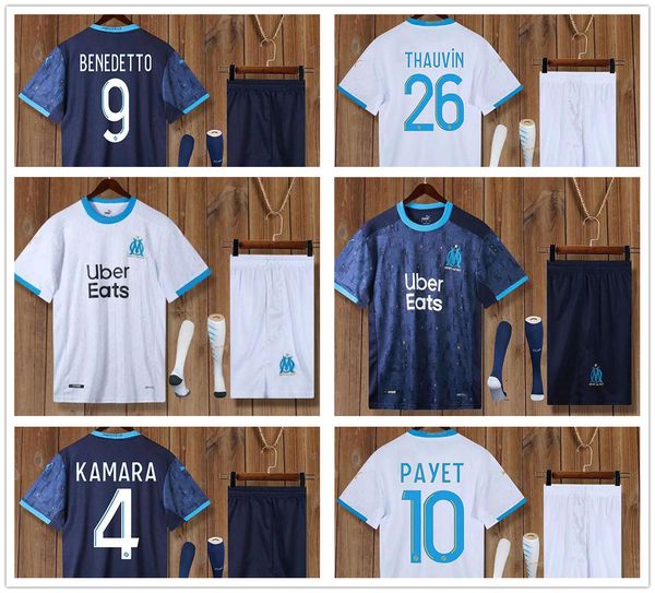 

new 2020 2021 марсель олимпийский футбол джерси майолот ом джерси майолот де пешеходная малейта таувин 20 21 майолоты дети + носки kit футбо