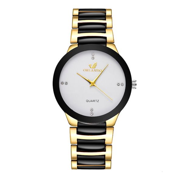

drill watch alloy point quartz men's imitates tungsten steel simple steel band watch, Slivery;brown