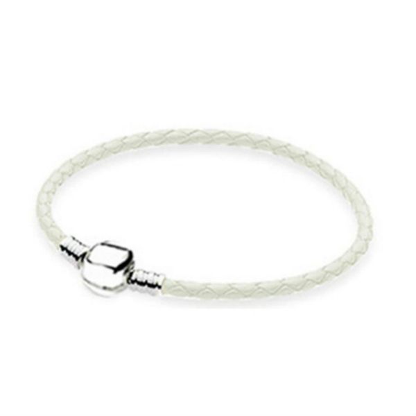 

2021 new fashion 925 sterling silver multicolor mixed 12 colors women double-leather bracelet fit charm diy gift original iconic bead fives, Golden;silver