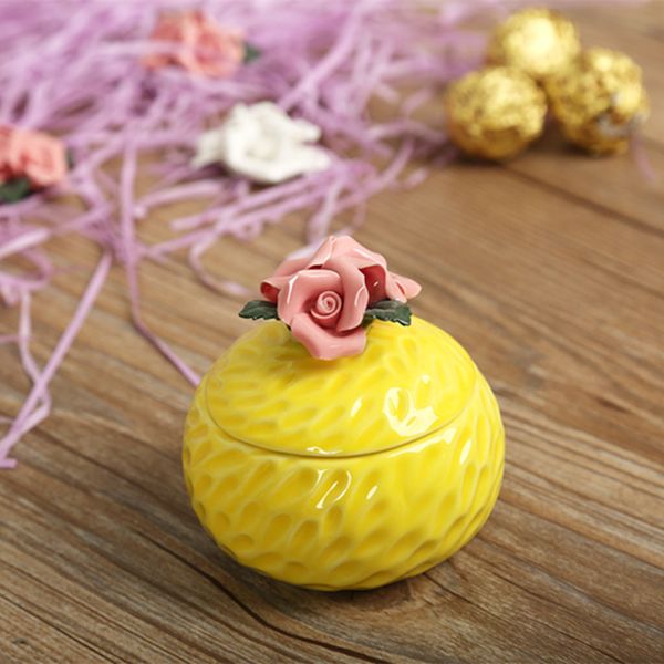 

ceramics sugar cans rosebush garden style flowers on lid sugars box white yellow green exquisite jewelry case 5 8sh l1