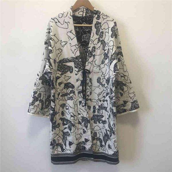 

2022 factory wholesale new model d family autumn and winter constellation pentagram medium long shawl windbreaker loose sweater coat female, White;black