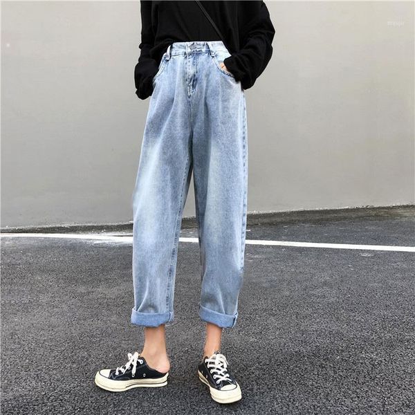 

women high waist boyfriend jeans for women mom jeans dropshipping new spring cotton blue denim harem pants1