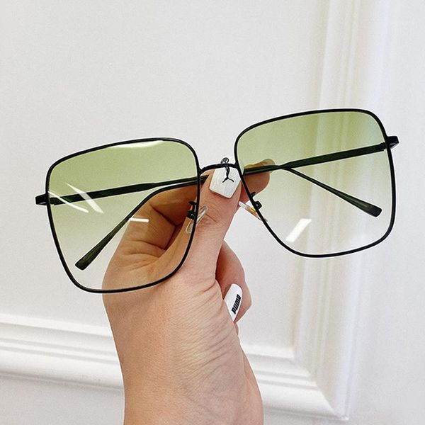 

sunglasses gradient green square for women 2021 brand alloy oversized sun glasses men vintage goggle eyewear black shades1, White;black