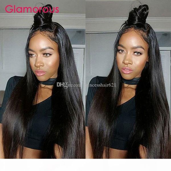 

glamorous human hair wigs for black women peruvian straight lace front wigs with baby hair 10inch to 30inch full lace wigs, Black;brown