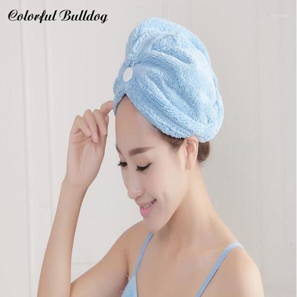 

towel fashion microfiber hair turban quickly dry hat wrapped bathing cap lovely thick women shower hats cute cartoon towel1
