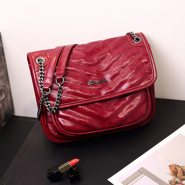 

vintage casual large leather superior-strapping shoulder bags female purse t59