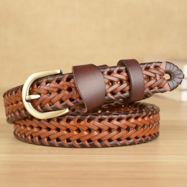 

summer genuine leather pin buckle designer braided belt women fashion lady jeans knitted belts quality guarantee zlb386, Black;brown