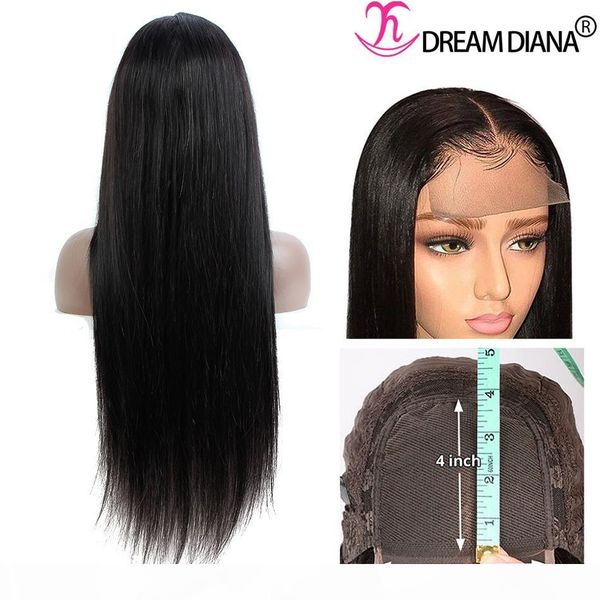 

brazilian human hair lace wigs for black women straight 4x4 lace front wighs, Black;brown