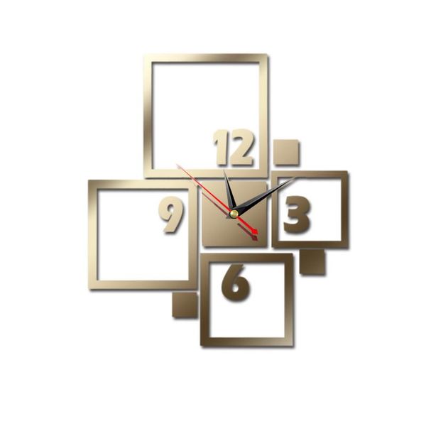 

wall clocks irregular rectangle 3d sticker acrylic mirror diy clock modern home office numerals removable mute european style fashion