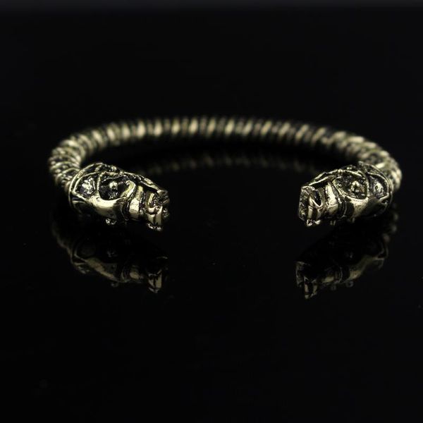 

link, chain dongshen the vikings bracelet two headed wolf fenrir viking logo mens bracelets jewelry maxi men pagan bangles jewelry-25, Black