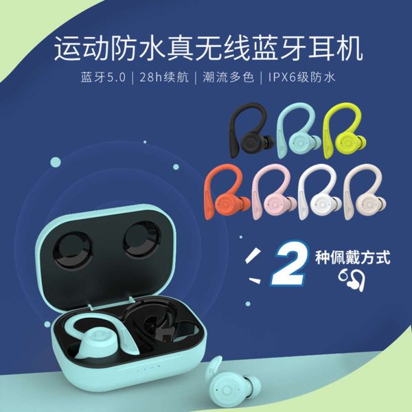 

sports real ear wirels hanging waterproof mini stereo 5.0tws bluetooth headset with charging chamber
