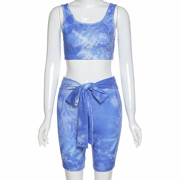 

yoga outfits tie-dyed women set backless bounce cropped shockproof tank bowknot frenulum colorful 4 way stretch leggings tracksuits, White;red
