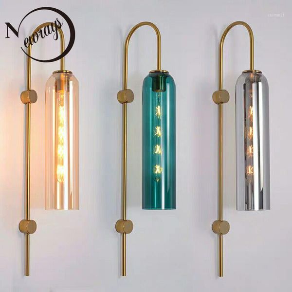 

modern simple stained glass wall lamps e27 led wall lamp living room bedroom bedside study stairs aisle bar decorative lighting1
