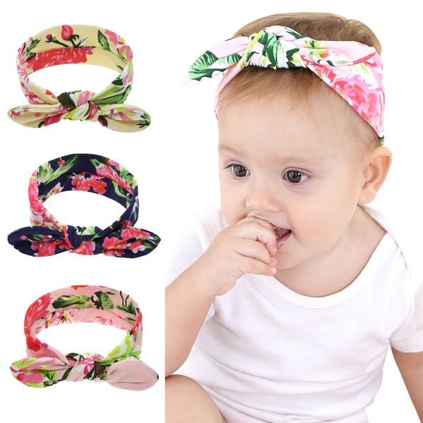 Bambini Baby Fandbands Bohemian Coniglio Orecchie per capelli Accessori per capelli Head Wrap Girls Childrens Elastic Bunny Imprint Fascia Floral Headwear KHA404