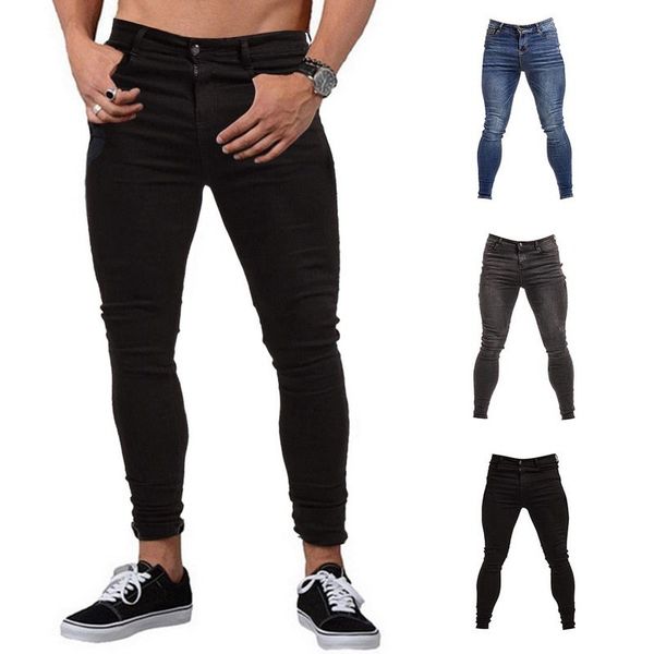 

new men's elastic fashion classic style ny jeans male washed slim denim men trousers, Blue
