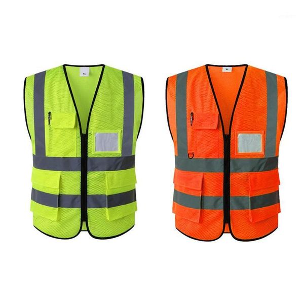 

motocycle racing clothing high visibility running reflective vest fluorescent yellow orange security mesh waistcoat for night outdoor riding, Black