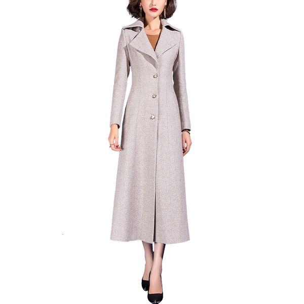 

new spring pleasant female quality long wool coat 962l, Black