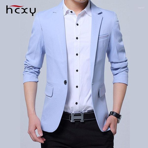 

2018 autumn fashion men slim fits long sleeve solid color casual blazers coat small suit jacket1, White;black