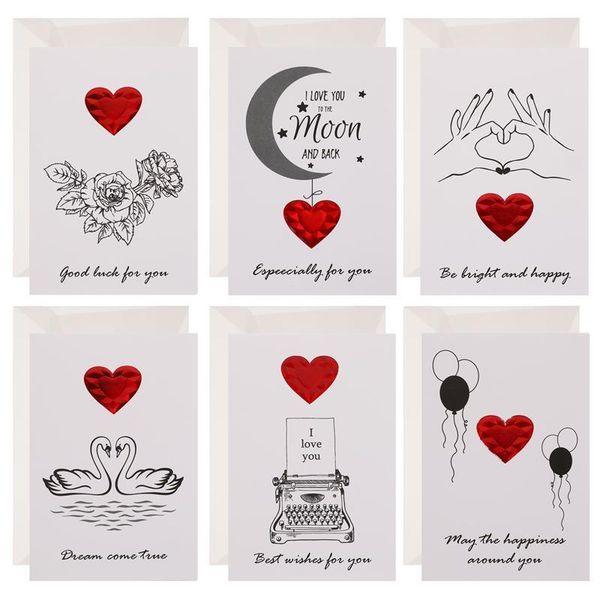 

greeting cards 6pcs valentine's day blessing gift (vertical, envelope)